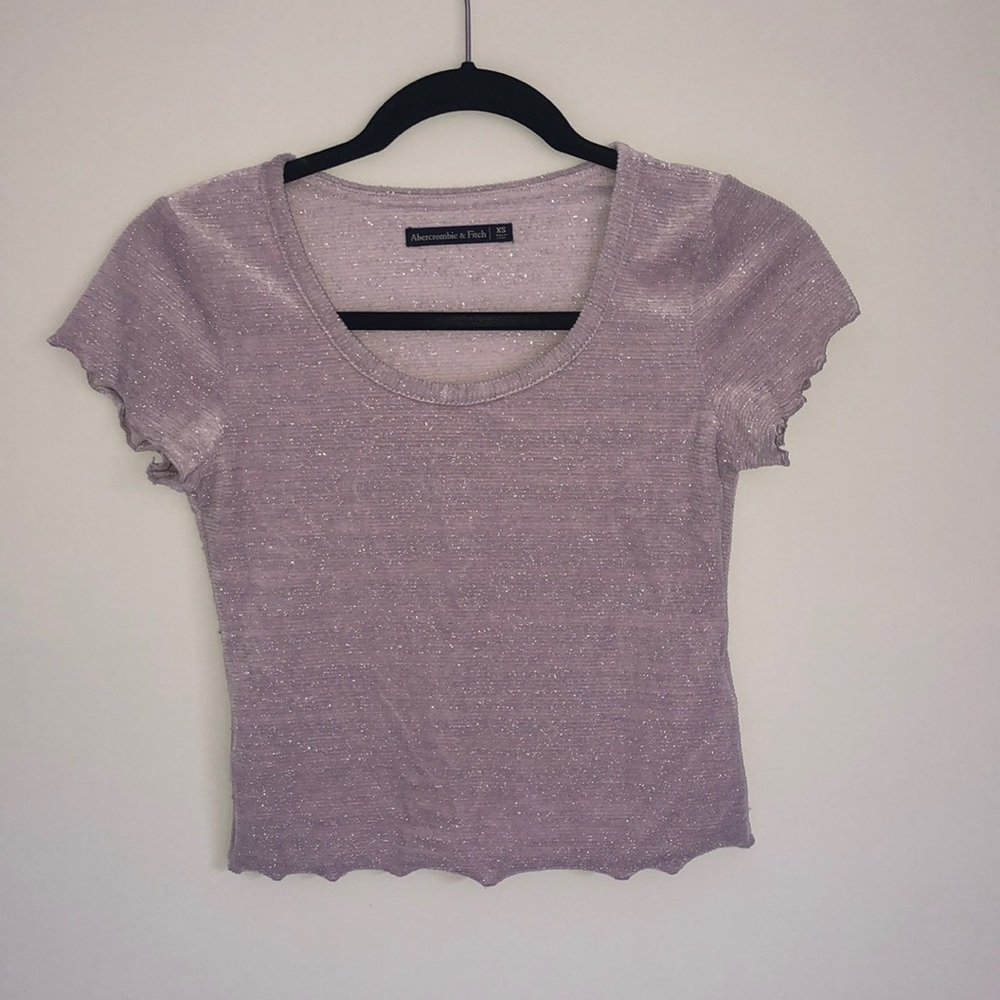 Pink and shimmer top, slight crop. Worn once.